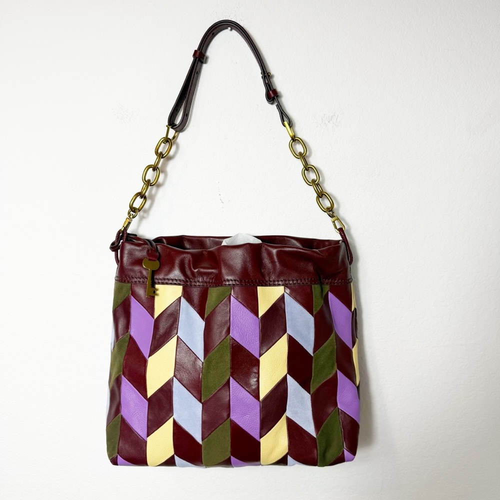Fossil Gigi Drawstring Multicolor Patchwork Leath… - image 7